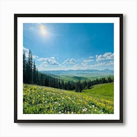 A Panoramic Scene Capturing The Essence Of A Clear Spring Day In Nature Soft Sunlight Filtering Thr (5) Art Print