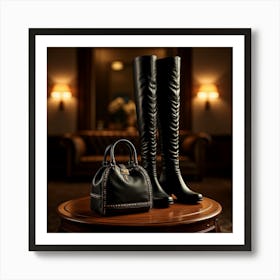 Black Boots And Handbag 2 Art Print