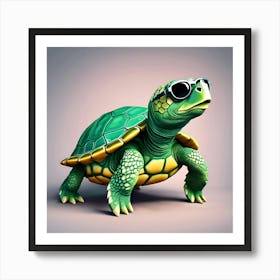 Turtle With Sunglasses Art Print