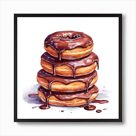 Stack Of Chocolate Donuts Art Print