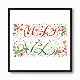 Calligraphic Typography Sprawls Across A Festive Greeting Banner Each Letter Crafted With Elaborate (3) Art Print