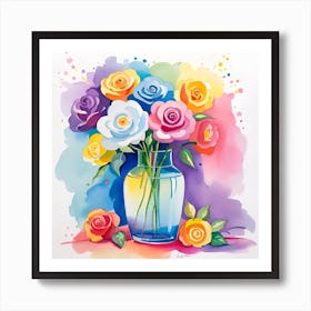 Roses In A Vase Art Print