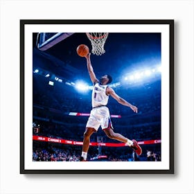 Court Arena Sport Basketball Professional Game Net Ball Point Action Background Man Prof (10) Art Print