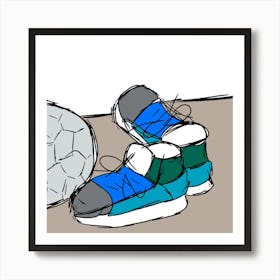 Soccer Shoes And Ball Art Print