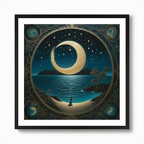 Moon And Stars Art Print