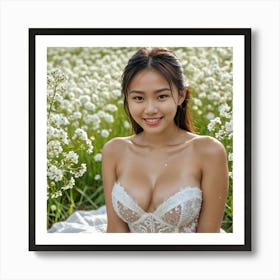 Asian Girl In A Field 1 Art Print