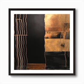 Abstract Gold And Black Painting Black And Gold Wall Art Art Print