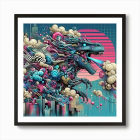 Dinosaurs In Space Art Print