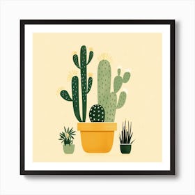 Rizwanakhan Simple Abstract Cactus Non Uniform Shapes Petrol 48 Art Print