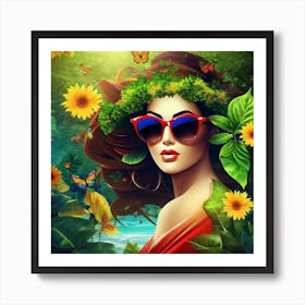 Beautiful Woman In The Forest 1 Art Print