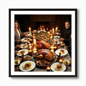 An Age Old Thanksgiving Feast Smothered In The Aroma Of Perfectly Roasted Delicacies From Succulen 1 Art Print