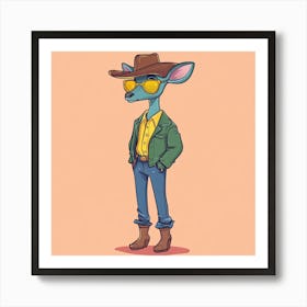 Creatai 24830 A Cartoon Style Anthropomorphic Blue Deer Stand 7e5344e2 Af97 4328 8405 9fd47ab48e3f 3 Art Print