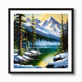 Snowy Mountain Lake Art Print