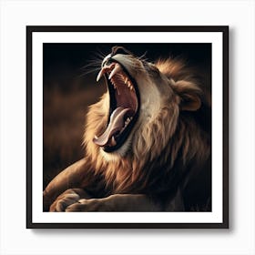 Lion Roaring Art Print