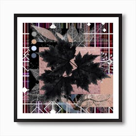 Black Leaves On A Brick Wall Art Print