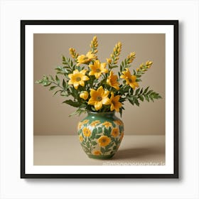 Yellow Flowers In A Vase 2 Art Print