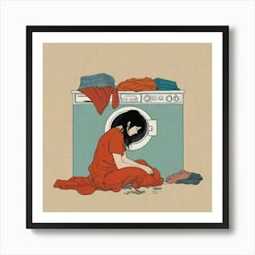 Girl In A Red Dress Art Print