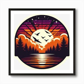 Sunset In The Woods Art Print