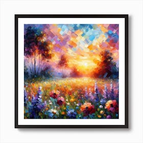 Sunset In The Meadow 3 Art Print