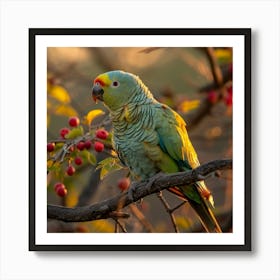 Parrot Perched On A Branch Art Print
