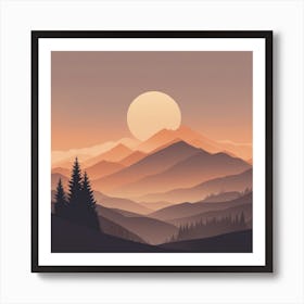 Misty mountains background in orange tone 50 Art Print