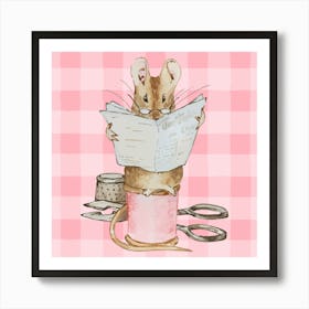 Mouse Reading A Book - Children's Nursery Art Print