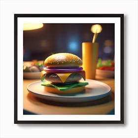 Hamburger On A Plate 102 Art Print