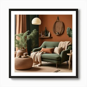 Default A Modern Rustic Living Room With Terracotta Walls A Be 1 Art Print