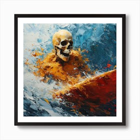 Surfer Skeleton Art Print