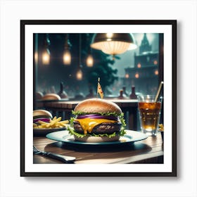 Hamburger On A Plate 119 Art Print