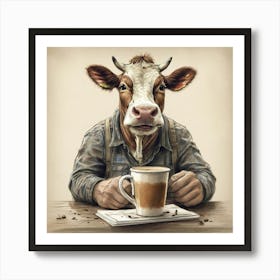 Cow With A Cup Of Coffee 5 Art Print