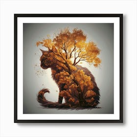 Autumn Cat Art Print