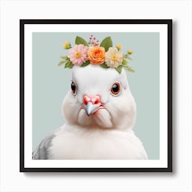 Floral Baby Pigeon Nursery Illustration (42) Art Print