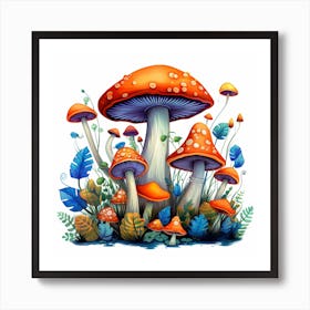 Mushrooms In The Forest 13 Art Print
