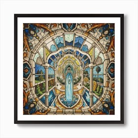A wonderful artistic painting on stained glass 10 Art Print