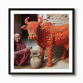 Cow Made Of Tomatoes Art Print