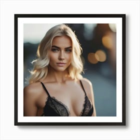 beautiful blonde girl in lingerie 2 Art Print