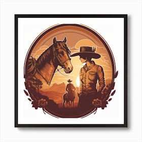 Vintage Cowgirl And Horse Art Print