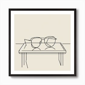 Minimalism Meets Sophistication: A Single Line Drawing of Glasses on a Table Art Print