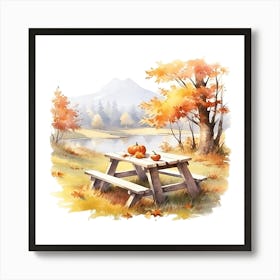 Autumn Picnic Table 1 Art Print