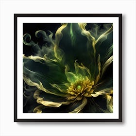 Green Gold Flora Art Print