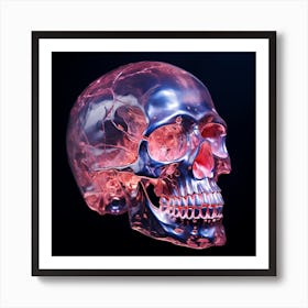 Human Skull On Black Background Art Print