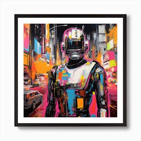 Robot In New York City Art Print