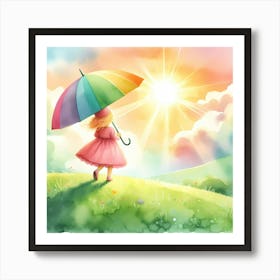 Little Girl With Umbrella Art Print