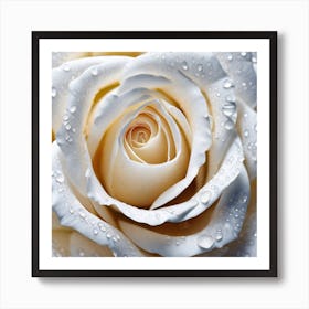 White Rose With Water Droplets 1 Art Print