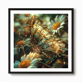 Butterfly On Daisies 7 Art Print