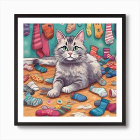 Looking For My Socks Portrayed Art Print