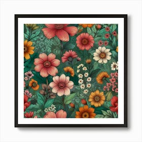 Floral Seamless Pattern 1 Art Print