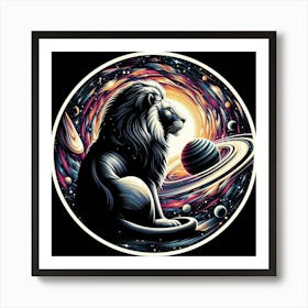 A lion and a cosmic scene 3 Art Print