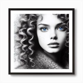 Ai Image Of Girl With Blue Eyes Art Print